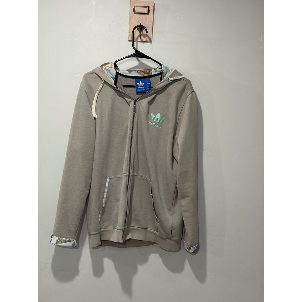 Adidas Originals Tropical Pineapple Zip Up Hoodie Tan Mint Green Trefoil Large